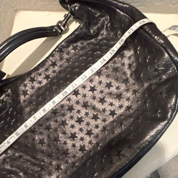 Jimmy Choo Star Embossed Hobo Shoulder Bag Gunmetal Leather Celestial Zodiac - Picture 11 of 13